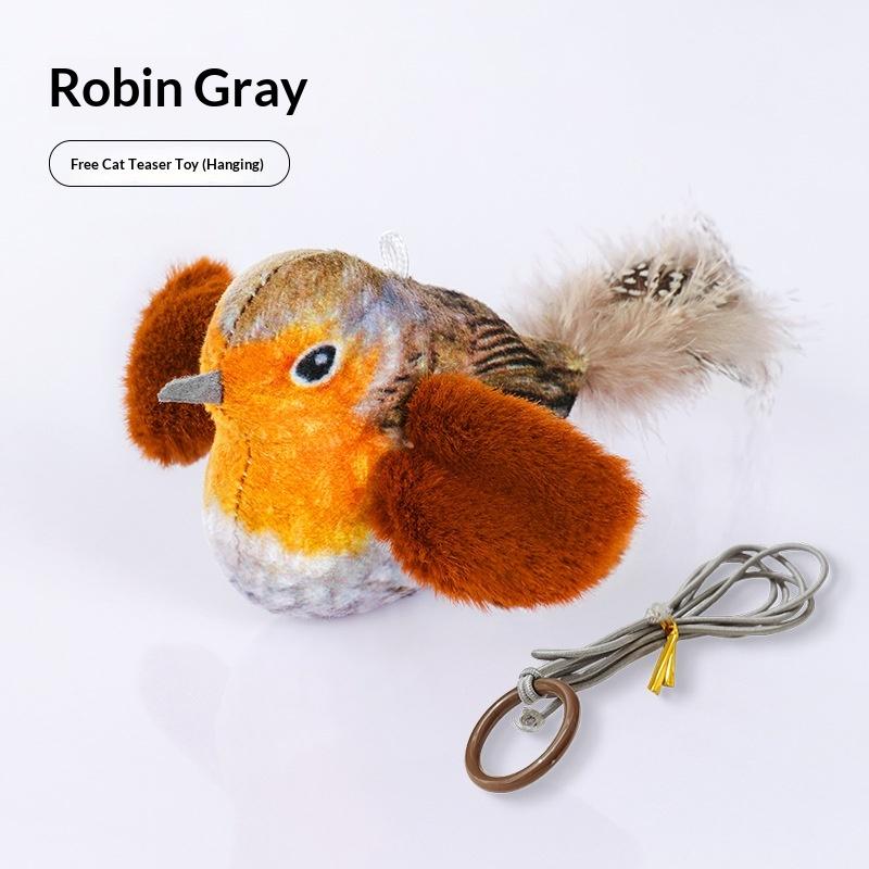 Electric Simulated Bird Cat Toy with Realistic Sound Touch Activated USB Rechargeable Bird Toy with Catnip Bag for Cats