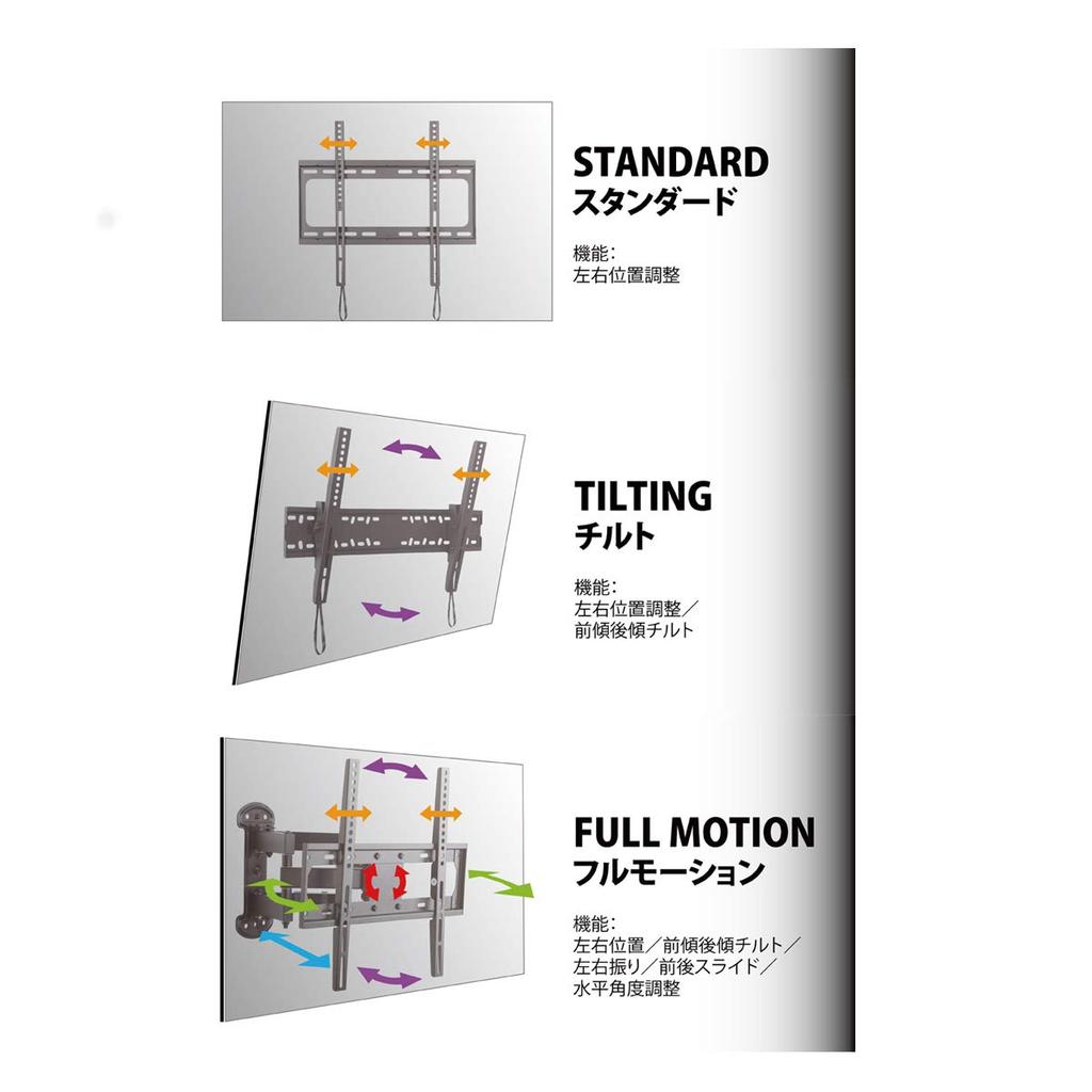 Asahi Wood Processing TV Wall Mount Bracket WALL FIT MOUNT 26-55 Inch Black Standard STD-005-BK