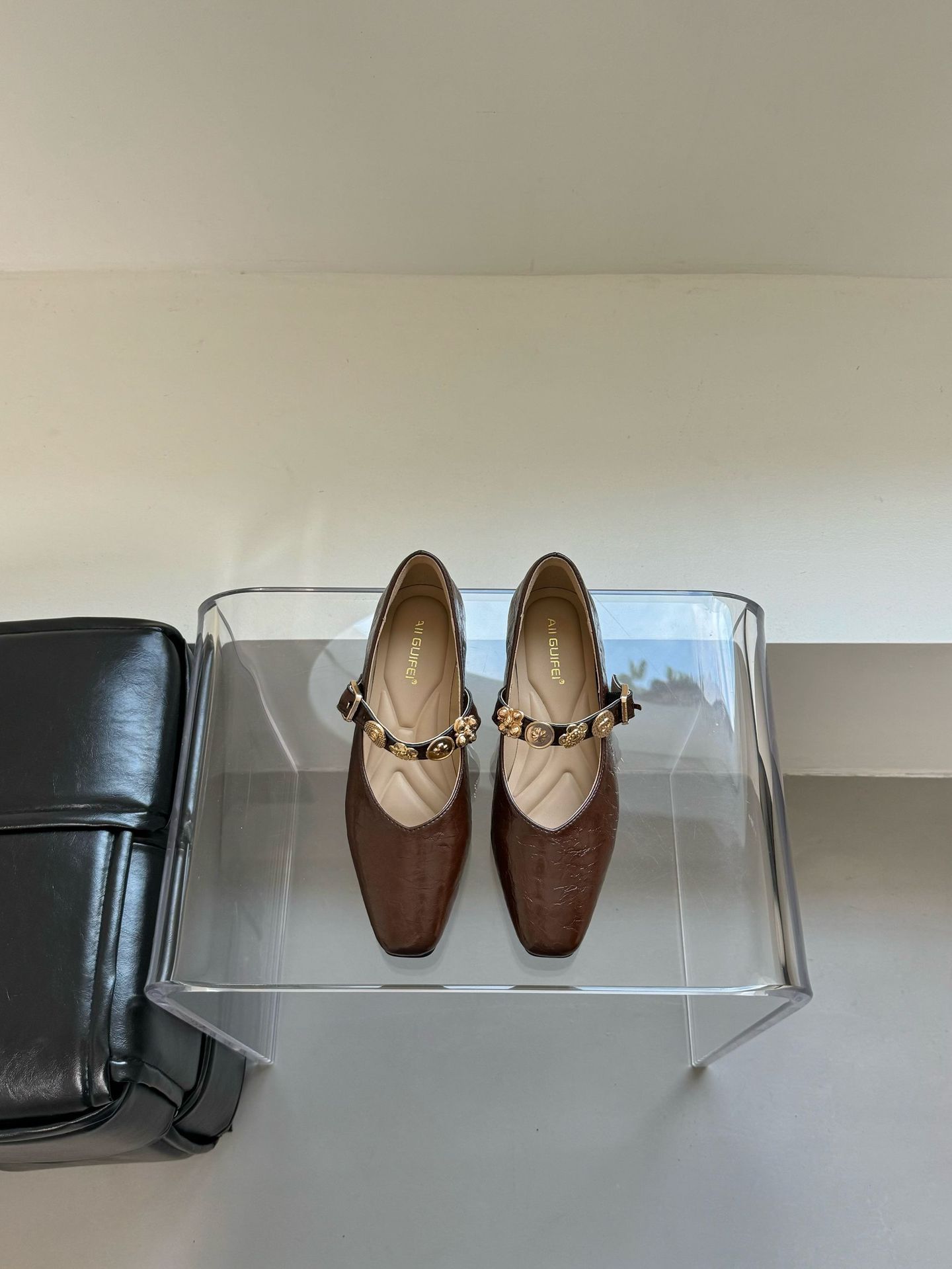 Women s Square Toe Metal Buckle Spring French Style Pumps - Fashionable Footwear 35