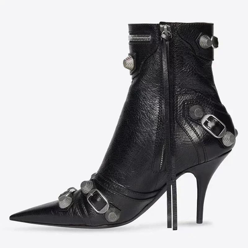 2024 New Women Slim Ankle Boots Fashion Elegant Pointed Toe Shoes Thin High Heel Women's Morder Short Booties