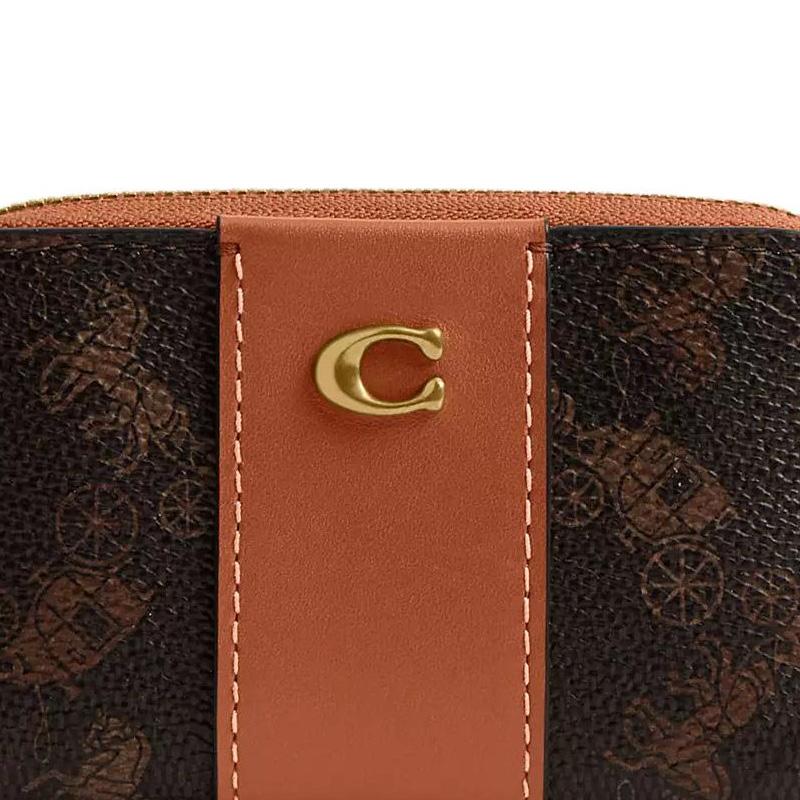 Coach Essential 11 Horse And Carriage Print Hardware Coated Canvas And Calfskin Card Holder Women Accessories Brass Black Brown CAN55-B4AWV