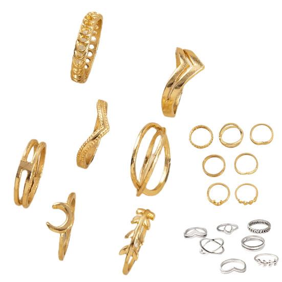 7 Pcs/Set Lady Finger Ring Exquisite Vintage Solid Color Individual Female Ring Set for Gift