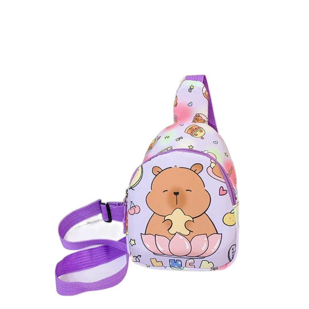 

Large Capcity Cartoon Shoulder Bag Portable Kids Crossbody Bag Capybara Chest Bag Holiday Gift фіолетовий