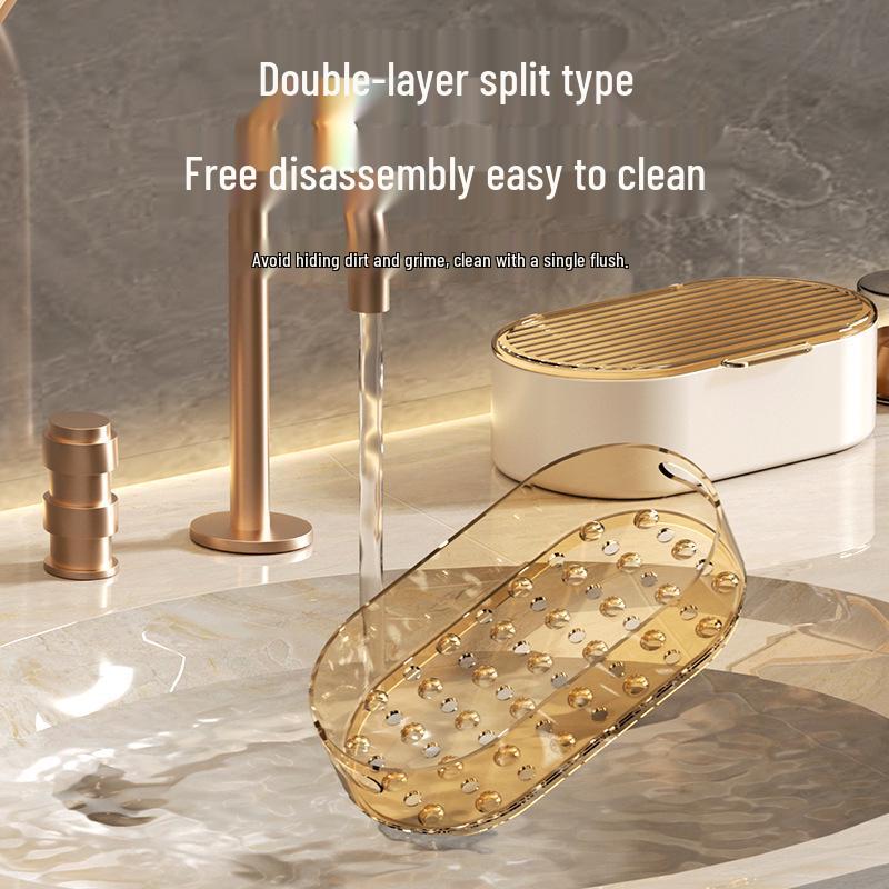 Doppellagige Seifenschale mit Deckel: Elegante Badezimmer-Arbeitsplattenaufbewahrung