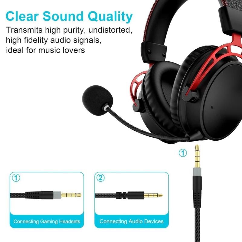 Premium Braiding Cable For CloudAlpha Double Gold Plate Plugs Inline Mic Mute Switching Enhances Audios Transmission