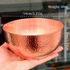 Vintage Copper Bowl,Handcrafted Luster Hammer Texture Finish Texture Picnic Soup 14 cm Bowl,Portable Thickened Copper Tableware