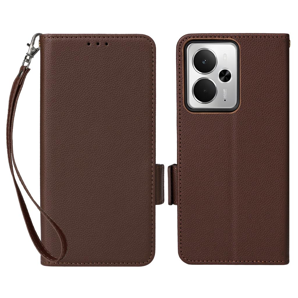 For Realme 14T 5G/14 5G Case with Wrist Strap Litchi Texture PU Leather Wallet Phone Cover