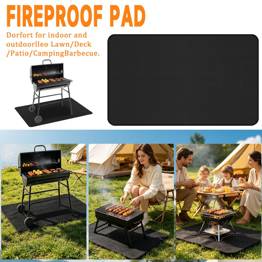 Outdoor BBQ Fireproof & Heat-Insulating Mat | Grill Oil & Stain Pad | Patio & Courtyard Fire-Resistant & Non- Mat | BBQ Area Ground