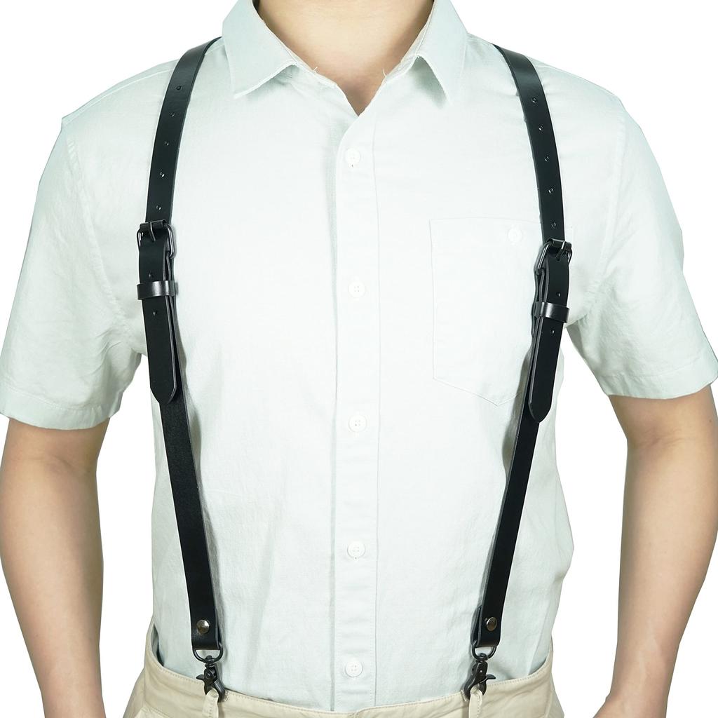 Wide Thin Cowhide Leather Fashionable Snap Hook [Lawevan] Men's Y-shaped Suspenders, 20mm, Double-layered Belt, Soft, Suspenders, Leather,