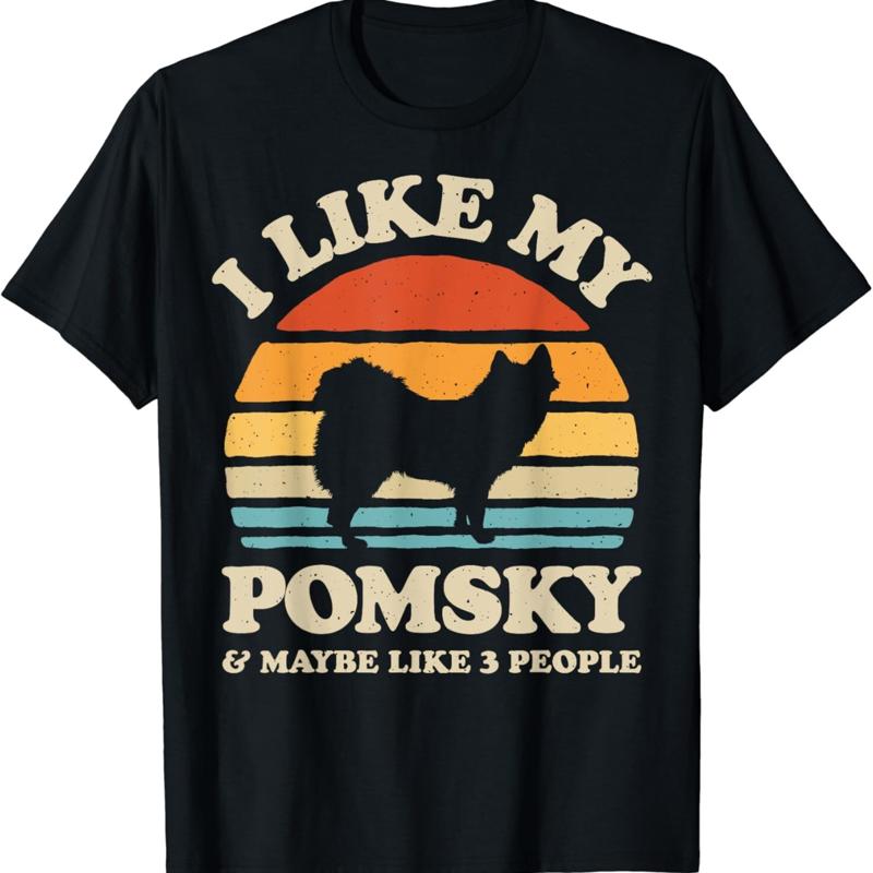 

I Like My Pomsky And Maybe 3 People Dog Lover Retro Men T Shirt - Men s Summer Cotton Graphic Tee S