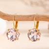 Gorgeous Gold Color Inlaid Pink Stone Round Dangle Earring for Women Trendy Party Engagement Wedding Earrings Jewelry