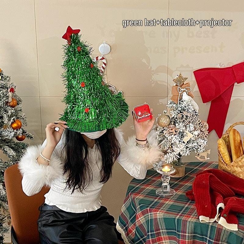 Korean Christmas Tree Hat for Adults & Kids - Festive Theme Party Costume & Photo Prop.