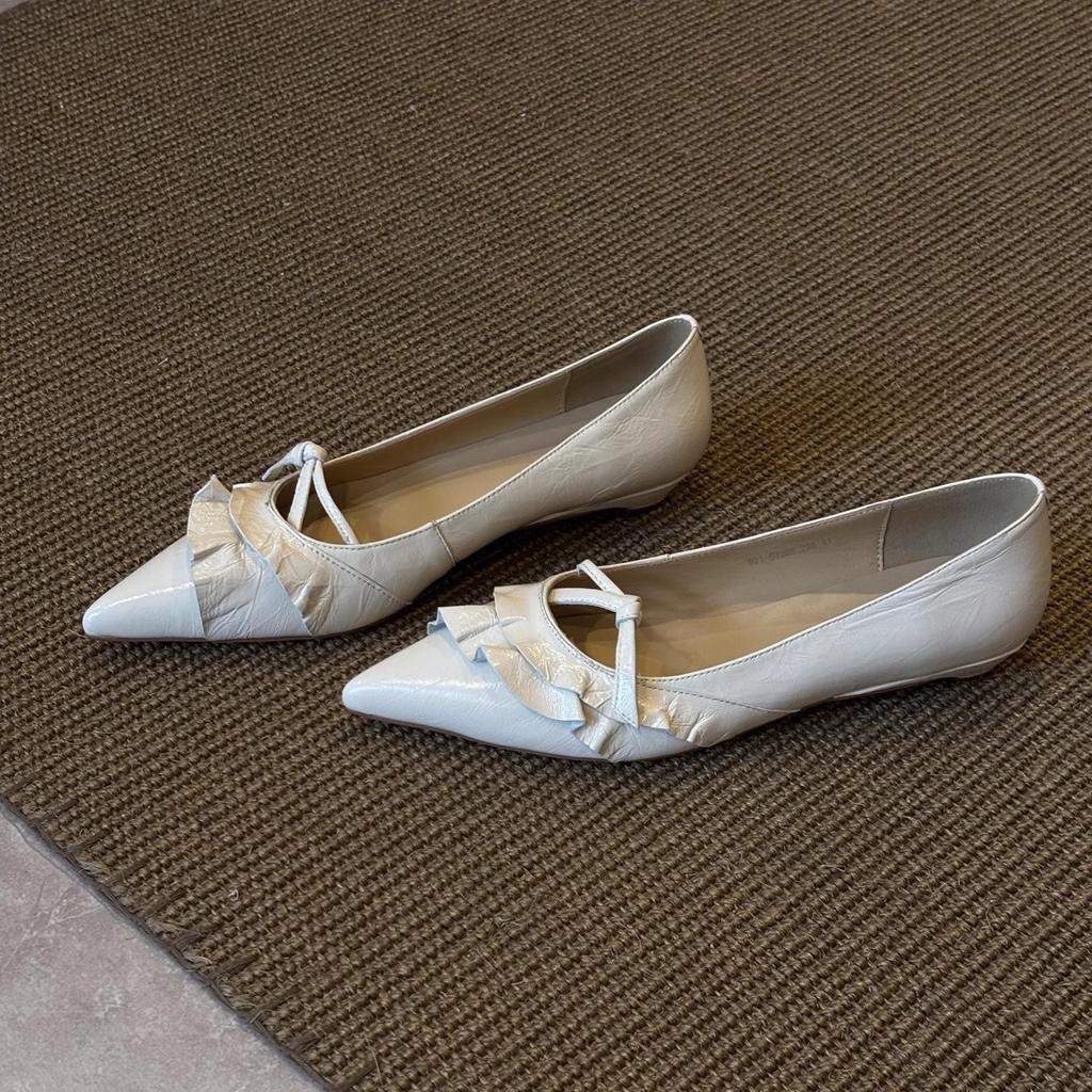 Sheepskin Version~ French Leather Pointed Head Shallow Mouth Single Shoes Women's 2025 New One-pedal Casual Soft Leather Flat Women's Shoes