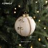8cm Brown Patchwork Foam Ball with Gold Powder, High-Grade Fabric Christmas Tree Ornament.