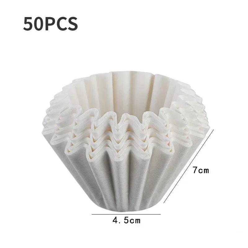 Wave Coffee Dripper 1-2Cups Crystal Eye Pour Over Coffee Dripper Coffee Filter Papers 50 Sheets Coffee Filter Barista Tools