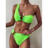 Women's Sexy One-Shoulder Split Swimsuit: Solid Color, Tight-Fitting Bikini Accessory
