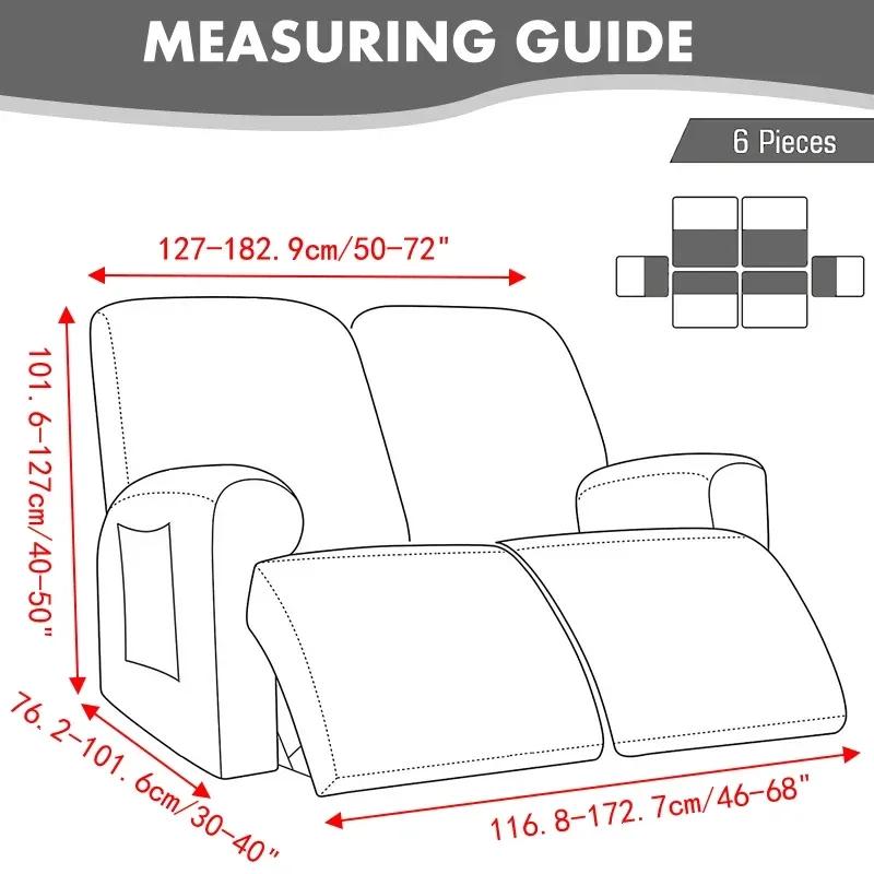 1/2/3 Seater Solid Color Elastic Recliner Sofa Cover Stretch Spandex  Armchair Covers Removable Couch Slipcovers Home