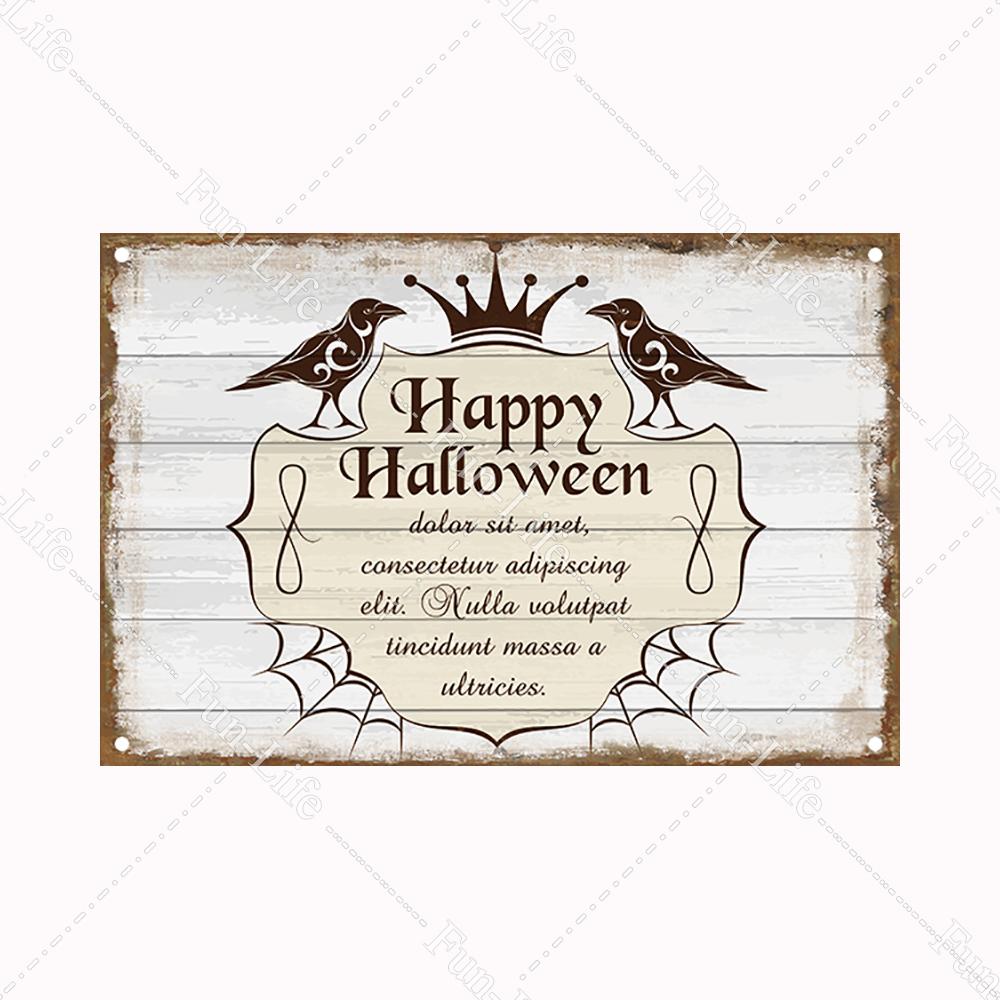 Halloween Pumpkin Tin Sign Vintage Plate Bat Poster Painting Festival Metal Signs Bar Art Party School Wall Home Decor 20x30cm