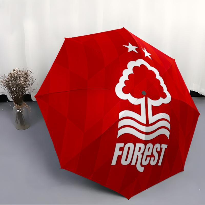 Nottingham Forest Logo Automatic Design Umbrella 8Bone Structureautomatic Closing Buttondurable Portable And Foldable Great For Outdoors And Daily