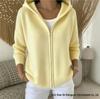Autumn 2026 Hooded Zipper Knit Cardigan - European & American Style, Women's Loose Solid Color Long Sleeve Sweater