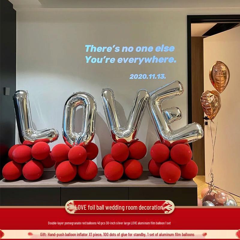

Red Double Happiness Wedding Room Decoration Set: Elegant Living Room and Bedroom Balloons