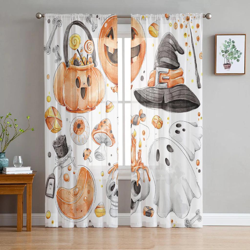 Afternoon Tea Cake Dessert White Curtain Living Room Home Kitchen Bedroom Window Decor Chiffon Tulle Voile Curtains With Light Filtering Polyester