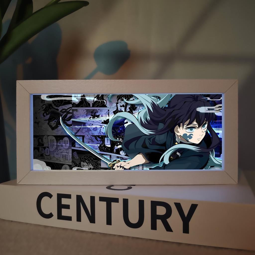 Demon Slayer Picture Frame Night Light Bedside Table Decor Nezuko Anime Peripheral Figures Ornaments Cartoon Lamp Birthday Gifts