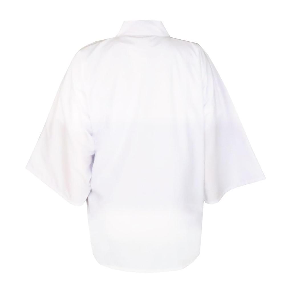 Plain white coat with zipper pocket