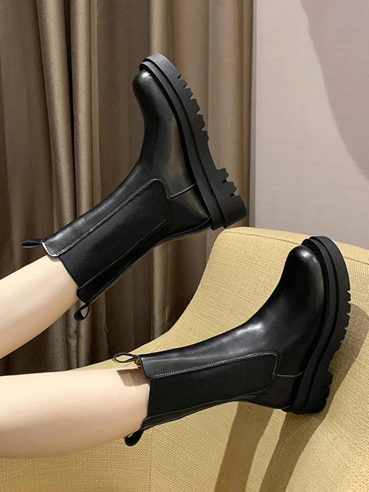 Boots For Women With Increased Height Inside New Spring And Autumn Versatile Chimney Short Boots For Women With Thick Soles
