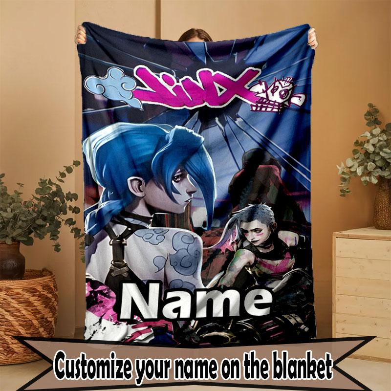 Custom Name Personalized Jinx Print Blanket, Home Decor, Bedroom, Sofa, Camping, Couch, Gifts for Birthday Christmas