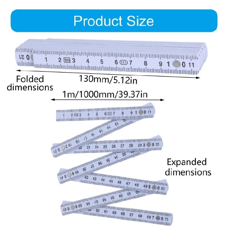Lightweight 1 Meter Foldable Ruler Plastic Measuring Ruler Teaching Aid for Professional & Person Measuring Tasks