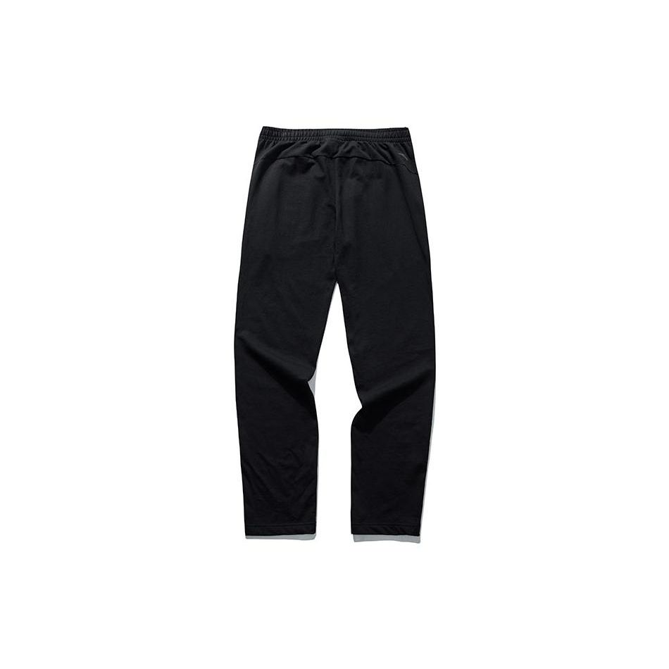 Anta Solid Color Brand Logo Print Drawstring Elastic Waist Sports Pants Men Bottoms Black 152031311-2