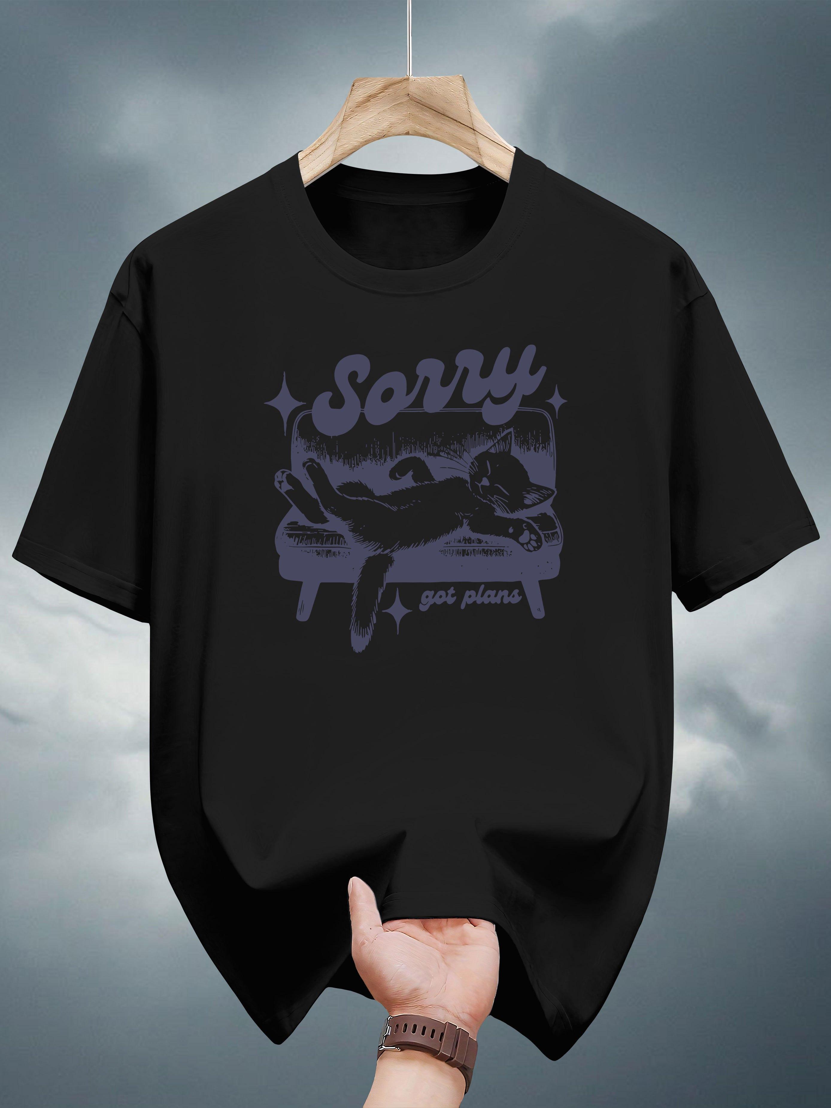 100% Cotton Sorry Got Plans Graphic T-shirt - Casual Summer Short Sleeve Tee with Dog Illustration XXXL