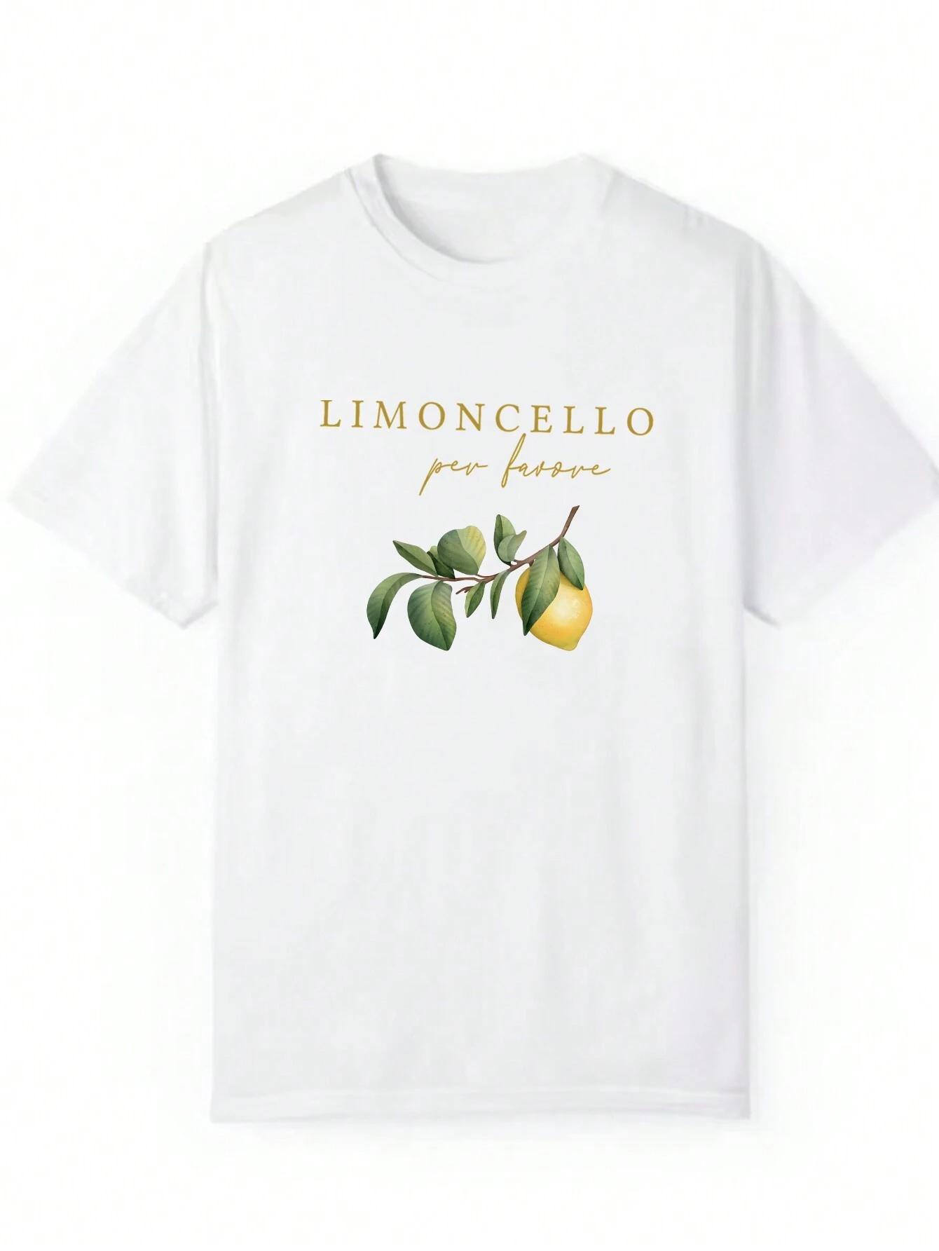 Футболка унисекс с надписью Lemon Slogan летняя повседневная с круглым вырезом LIMONCELLO футболка Per Favore с круглым вырезом Harajuku большие размеры уличная удобная футболка L 2228₽