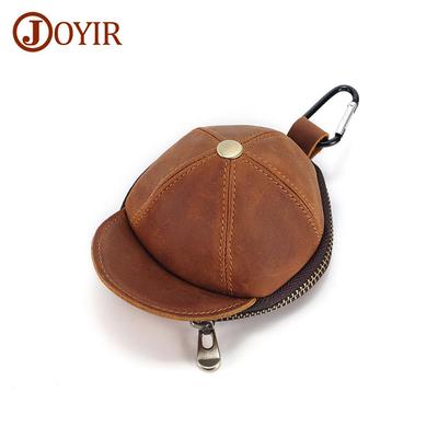 Korean Style Genuine Leather Coin Purse and Key Holder - Crazy Horse Cowhide Hat Shape Wallet