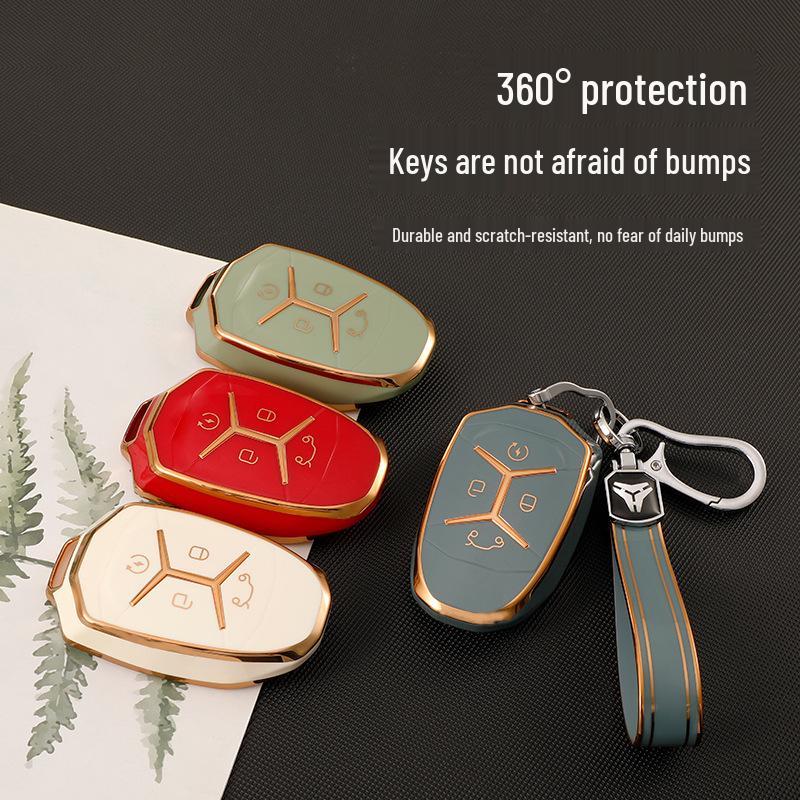 Lynk&Co Schlüsselanhänger-Gehäuse: Goldrand TPU-Hülle für 01/02/03/05 Modelle