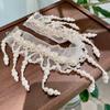White Pearl Lace Choker Creative Mesh Neck Jewelry Adjustable Tassel Beads Necklace  Bride