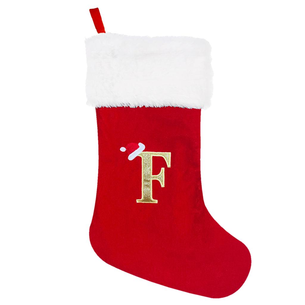 A-Z Letters Christmas Stocking Xmas Tree Pendant Alphabet Socks Gift Bag