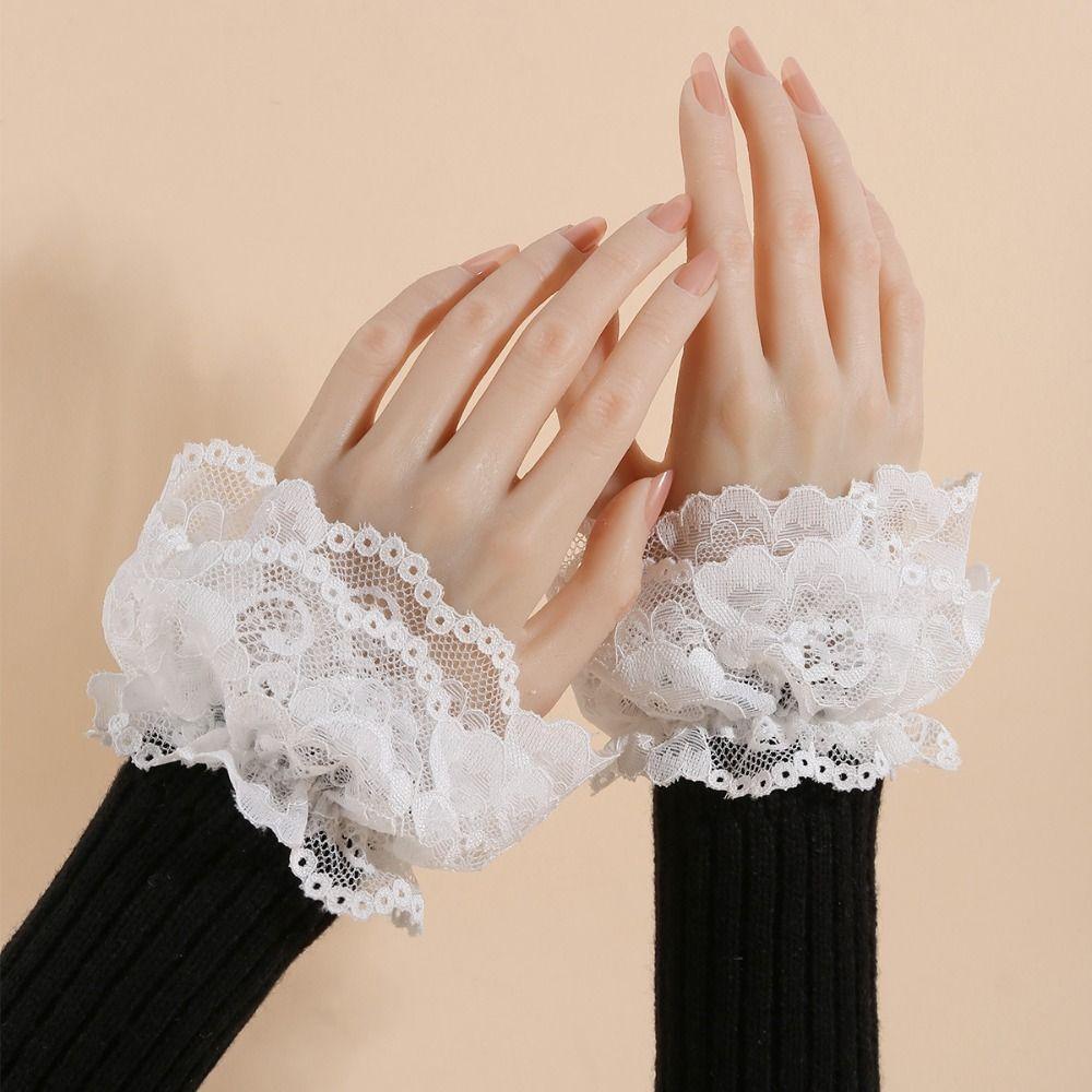 Costume Accessory Fake Cuff Lace Ruffled Wrist Lace Cuff Fake Sleeves Cuffs  Stage Performance