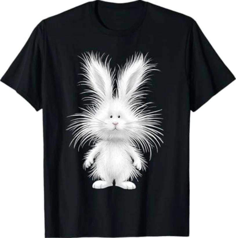

Funny Fluffy Bunny with Wild Fur Cute Rabbit Art T-Shirt 4XL