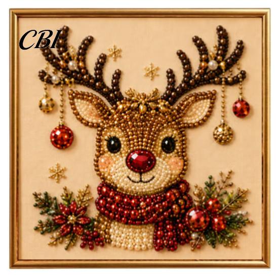 Holiday DIY Projects for Family Christmas Faux Pearl Painting Art Kit with Frame, Santa Stress Relief Crafting Activities Beads Craft Adults Beginner,