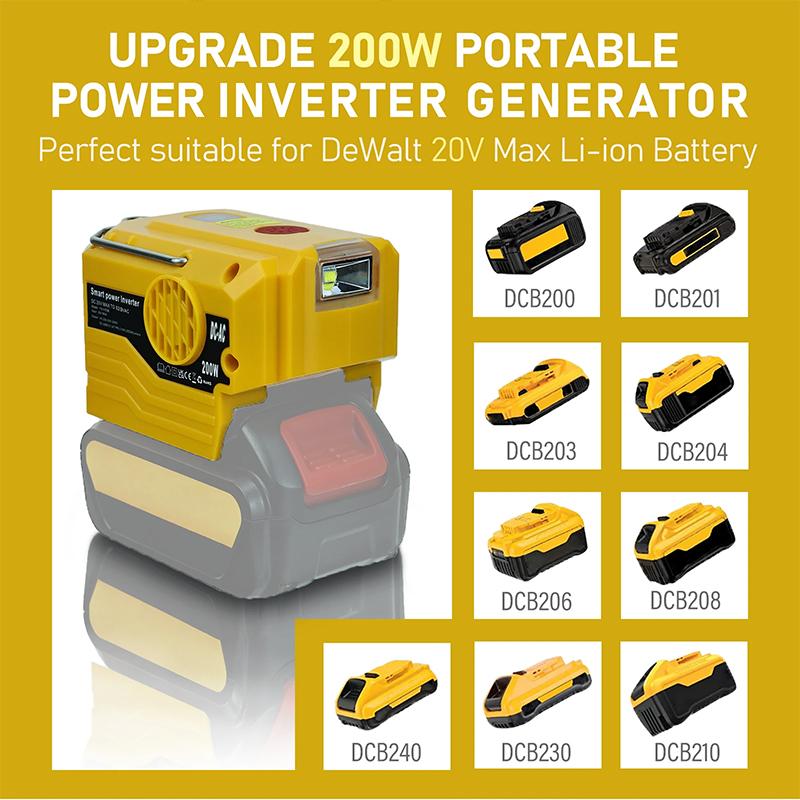 New Upgrade Portable Power Inverter 120-220V Outdoor Mobile Lithium Battery Inverter For Makita/DeWalt/ 18V 20V Battery