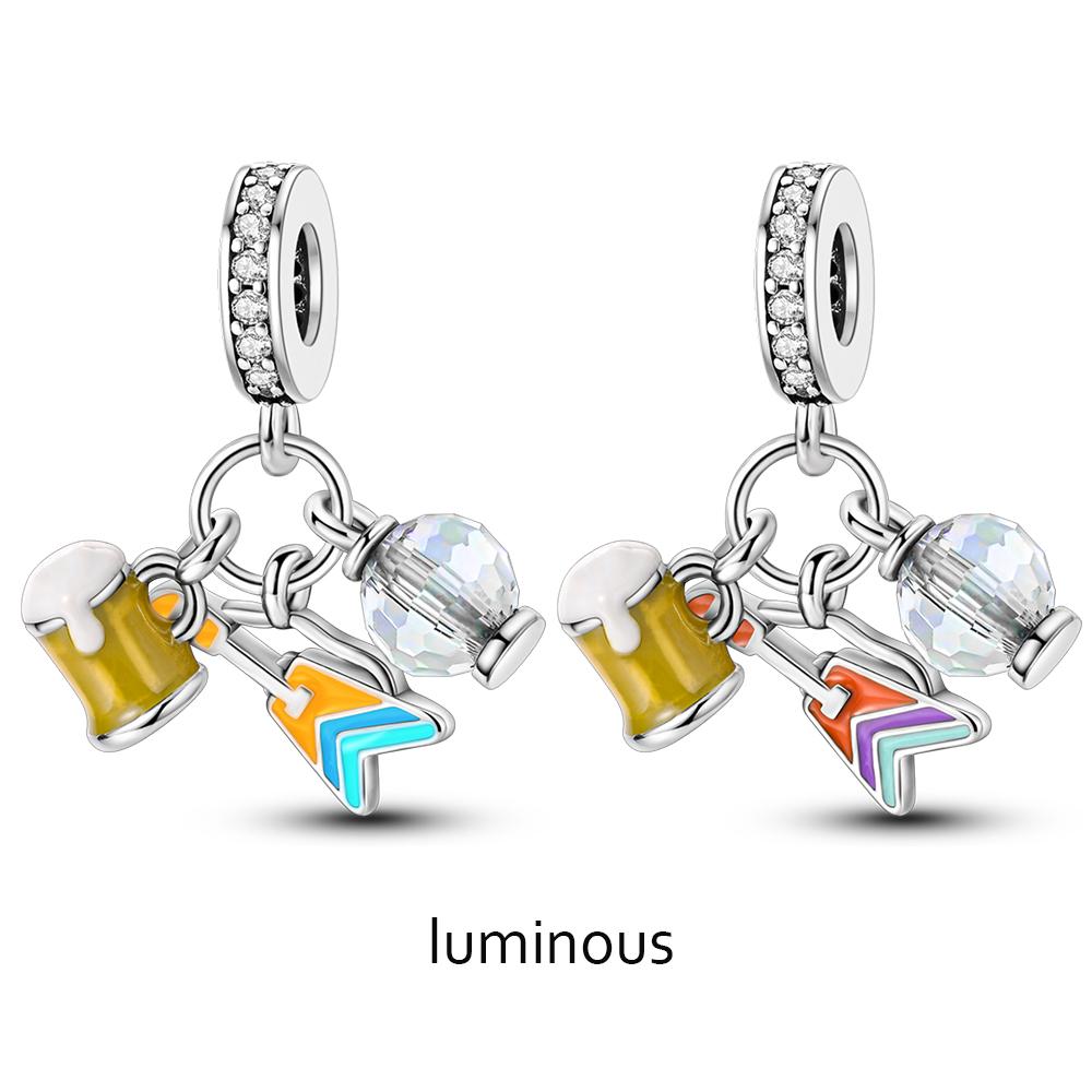 Mula Copper Luminous Dangle Charms Pendant Beads Fit Original Bracelet Necklace Diy Copper Jewelry Gift