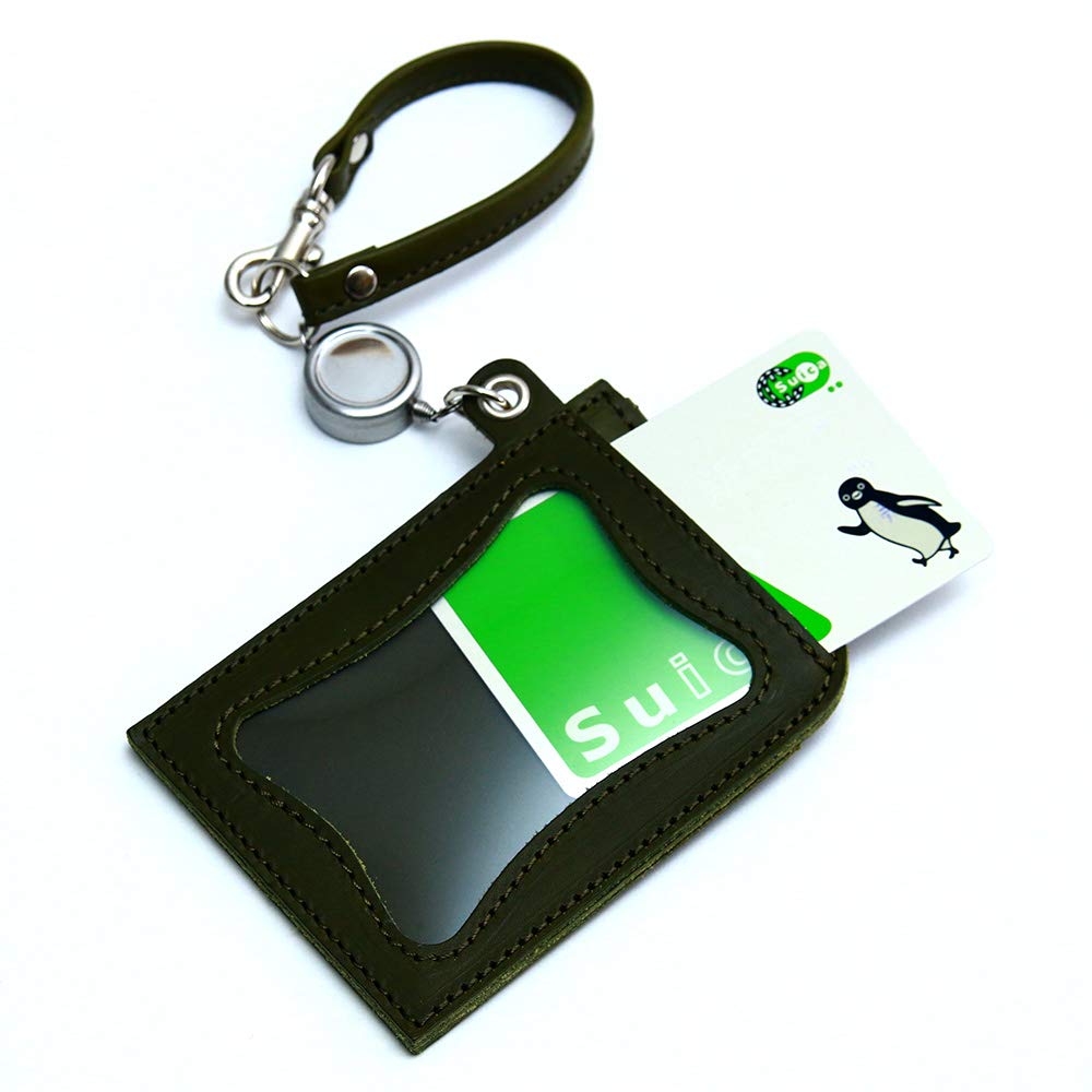 AGILITY affa "Seek" Pass Case with Reel, Holds 2 IC Cards, Genuine Leather, Made in Japan
