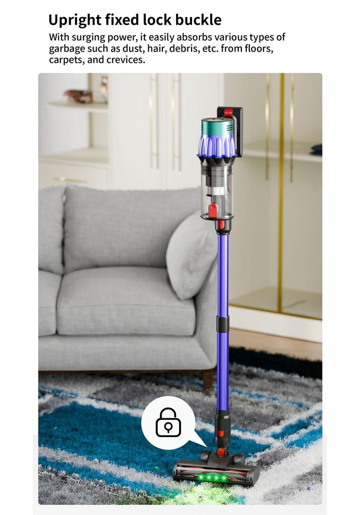 550W Cordless Vacuum Cleaner, 35kPa Suction, Perfect for Carpet and Pet Hair