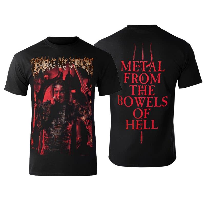Retro Cradle of Filth Band's Extreme Gothic Black Metal Rock Dark American Short-sleeved T-shirt