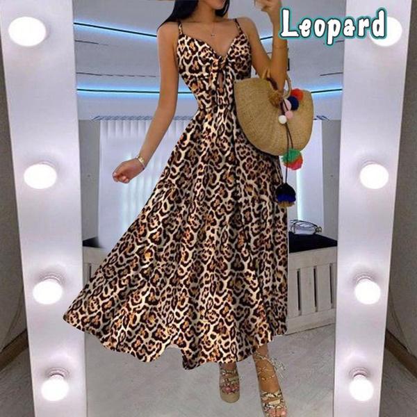 Fashion Dresses Women's Deep V-neck Sleeveless Maxi Casual Strap Bohemian Dresses Beach Wear
