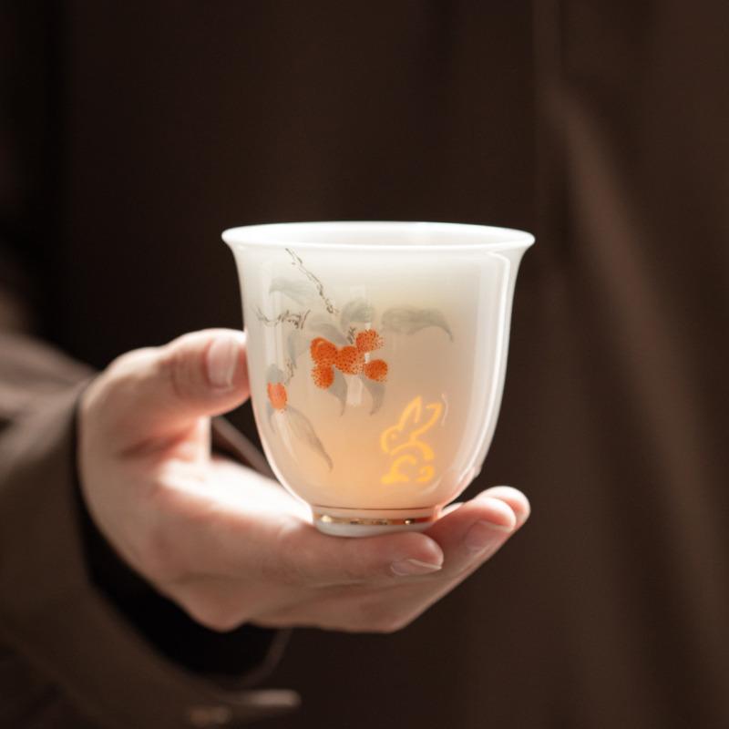 120ML Chinese Exquisite White Porcelain Teacup Tasting Tea God Cup Small Meditation Cup Smelling Fragrant Mug Kungfu Teaset Gift