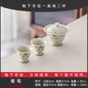 Guochao Hand-Painted Orchid Cover Bowl Two Cup Set Portable Cloth Bag Outdoor Tea Drinking High Value Light Luxury Travel Tea Set