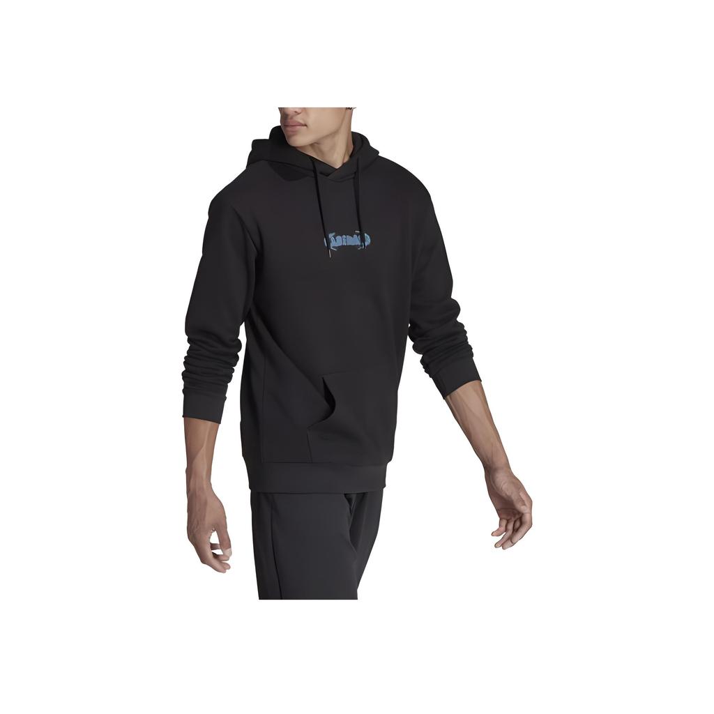adidas Originals Egaron Solid Color Printed Hoodie Men Hoodies Black HL9243